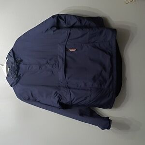 L.L. BEAN Blue Lined Hooded 1/4 Zip Pullover Jacket  Size LARGE